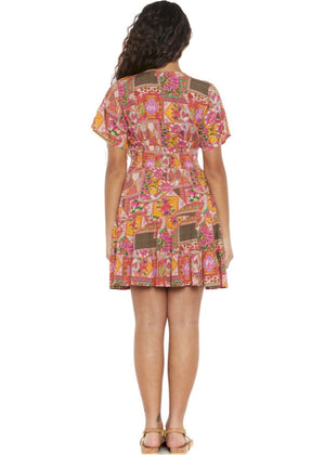 S24D21 - Vestito corto Tropical Plumeria Baba Design - Gipsy Fashion Wear