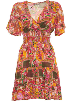 S24D21 - Vestito corto Tropical Plumeria Baba Design - Gipsy Fashion Wear