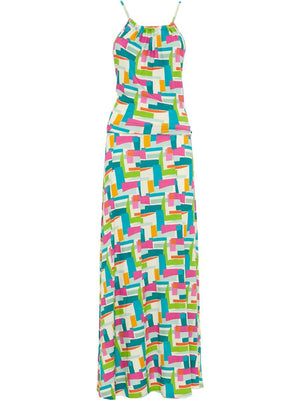 S24D28 - Vestito lungo Aralia Green Ocean Baba Design - Gipsy Fashion Wear