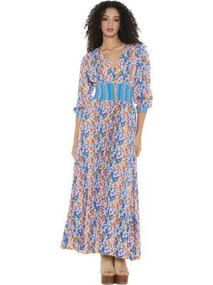 S24D33 - Vestito lungo Flowering Calathea Baba Design - Gipsy Fashion Wear