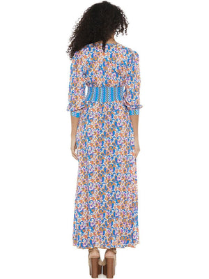 S24D33 - Vestito lungo Flowering Calathea Baba Design - Gipsy Fashion Wear