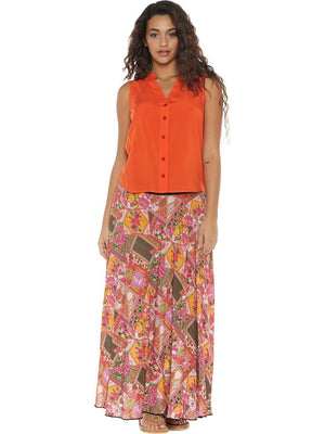 S24SK10 - Gonna lunga Tropical Plumeria Baba Design - Gipsy Fashion Wear