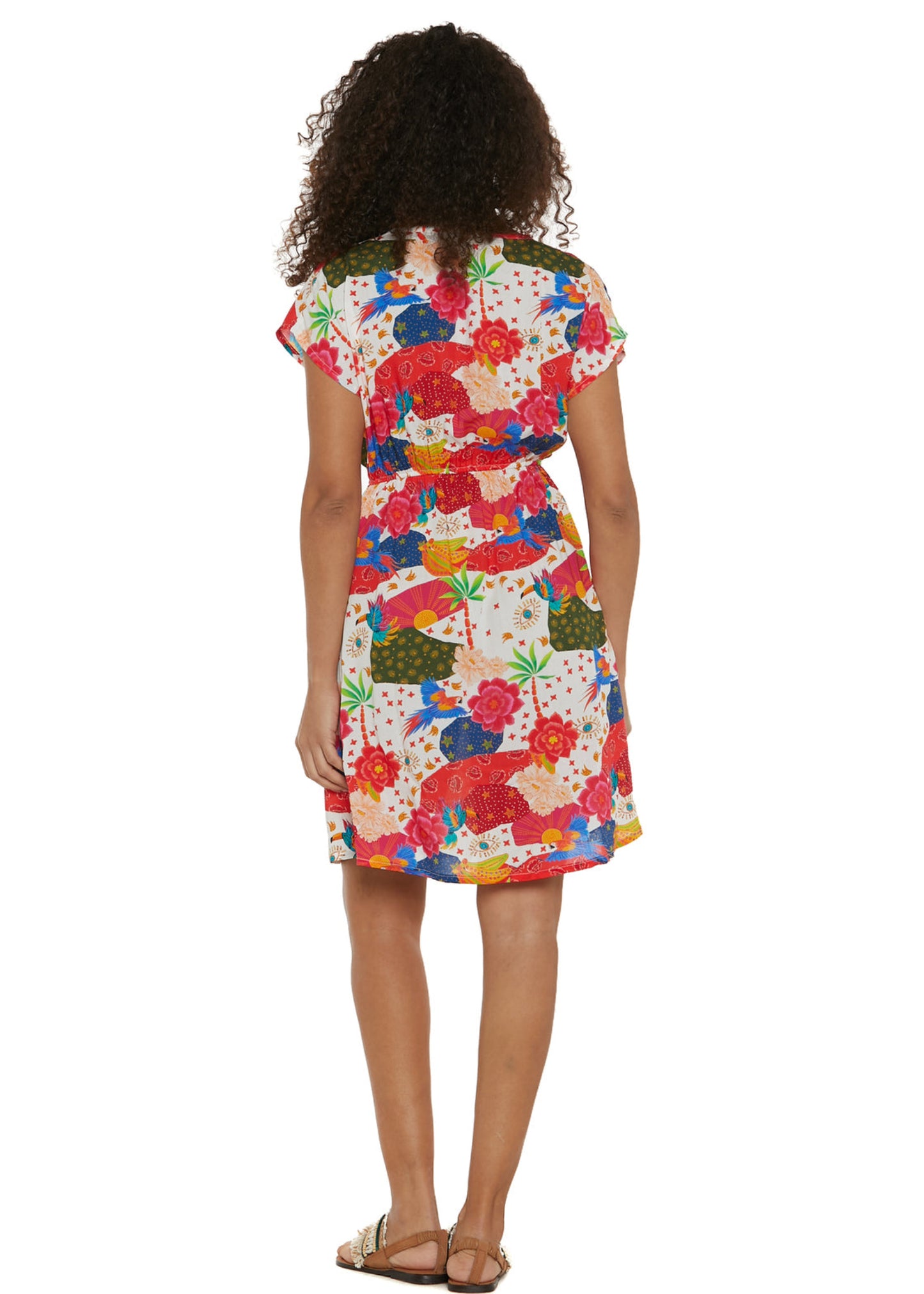 S25D04 - Vestito corto Tropical Parrot di Baba Design