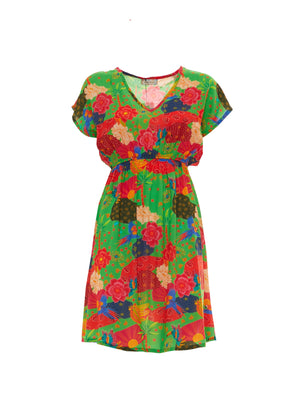 S25D04 - Vestito corto Tropical Parrot di Baba Design - Gipsy Fashion Wear