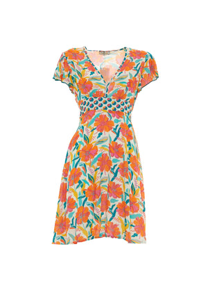 S25D11 - Vestito svasato Flowers Paradise di Baba Design - Gipsy Fashion Wear