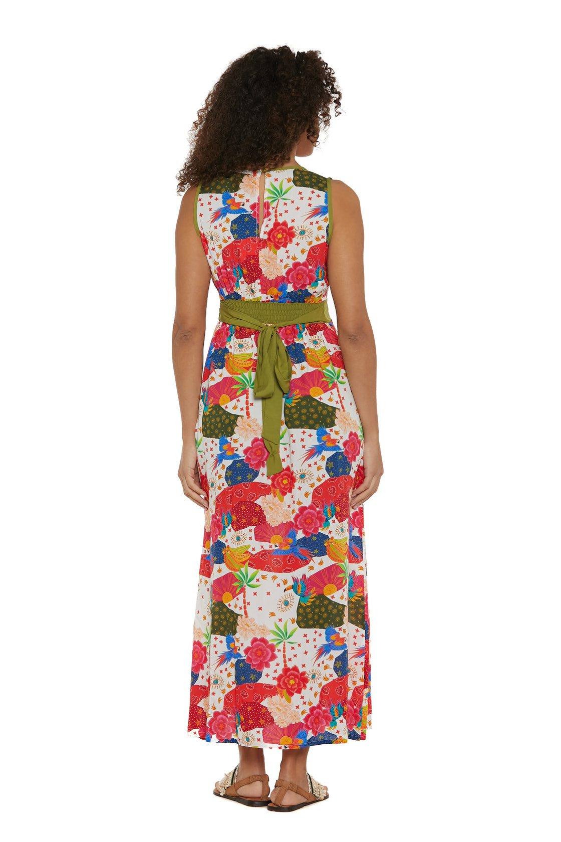 S25D12 - Vestito lungo Tropical Parrot di Baba Design