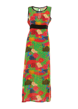 S25D12 - Vestito lungo Tropical Parrot di Baba Design - Gipsy Fashion Wear
