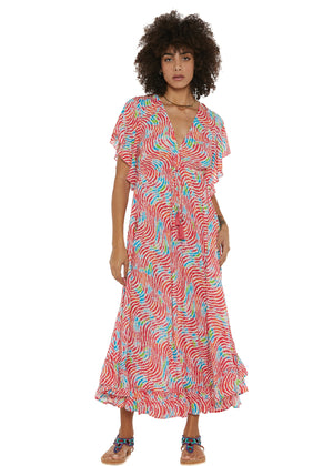 S25D318 - Vestito lungo Ocean Waves di Baba Design - Gipsy Fashion Wear