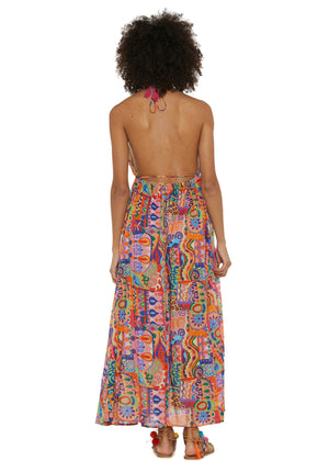 S25D331 - Vestito lungo Mosaic Marine di Baba Design - Gipsy Fashion Wear