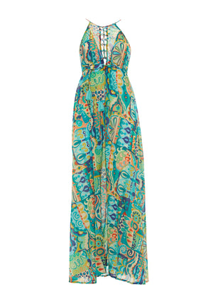 S25D331 - Vestito lungo Mosaic Marine di Baba Design - Gipsy Fashion Wear