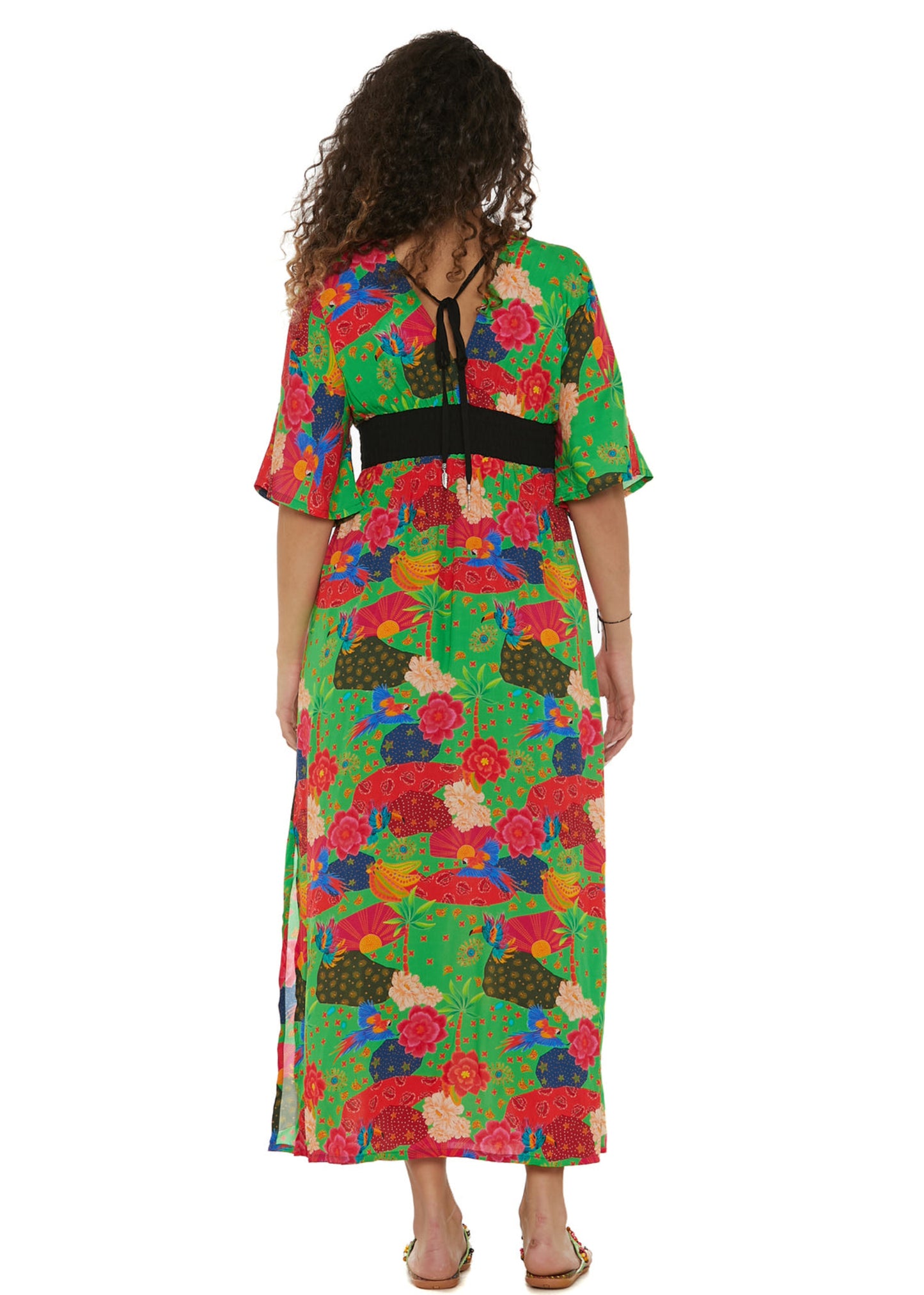 S25HBD04 - Tropical Parrot Happy Baba Long Dress by Baba Design