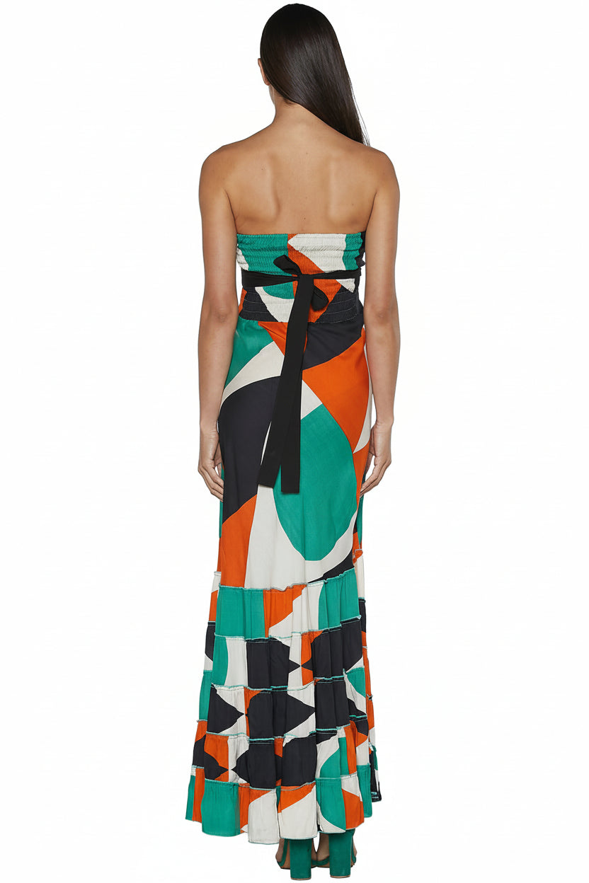 S26D712 Vestito lungo con balze Tangerine Dreams Baba Design