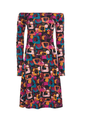 W22D40 - Vestito svasato Gypsy Leaves Baba Design - Gipsy Fashion Wear