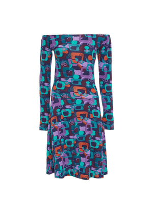 W22D40 - Vestito svasato Gypsy Leaves Baba Design - Gipsy Fashion Wear