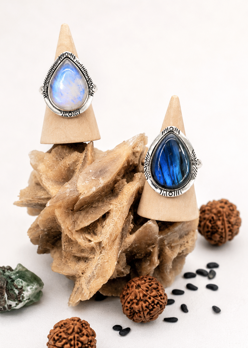 New Gea - Anello Argento 925 con Labradorite o Pietra di Luna