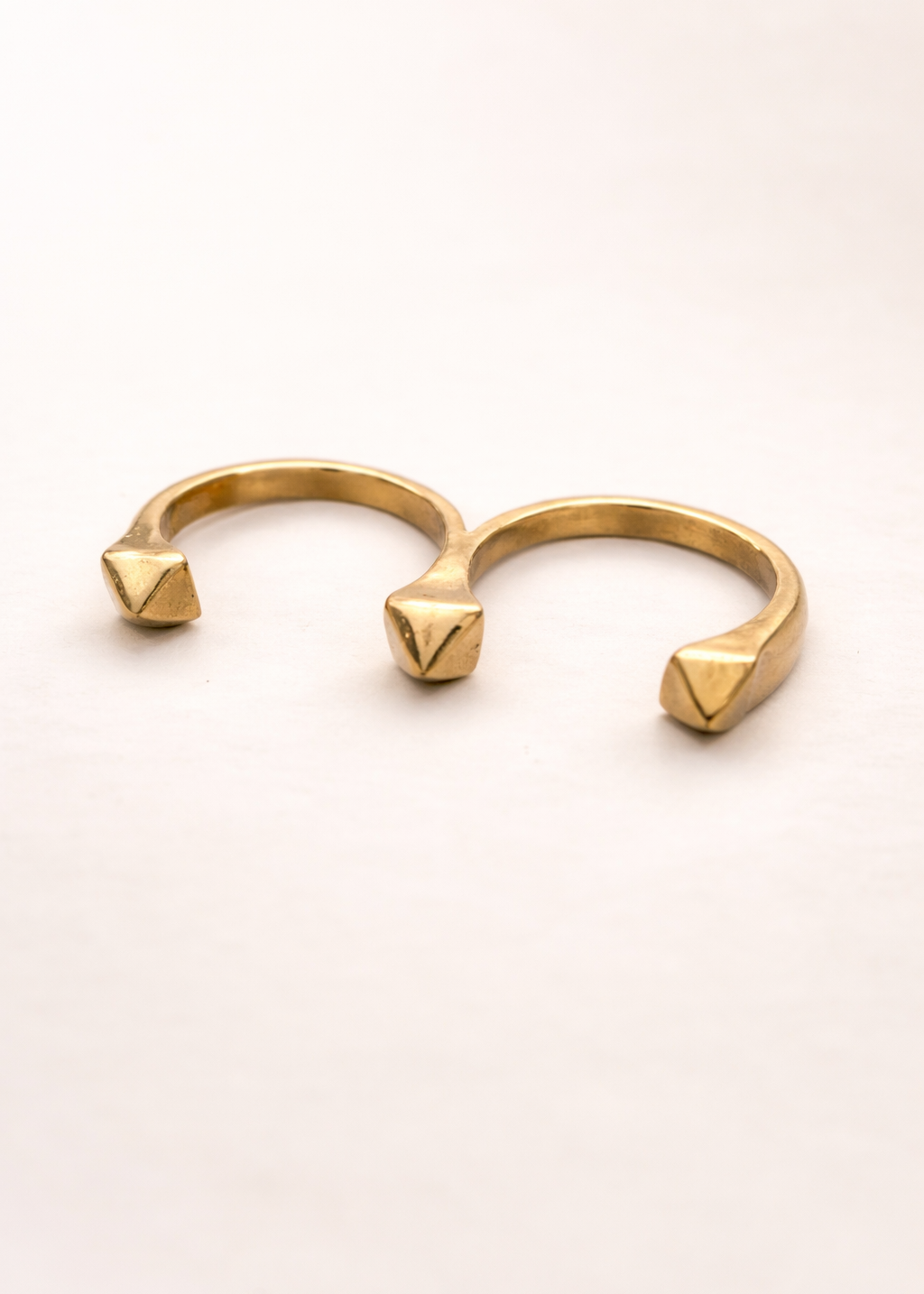 Two-Finger Brass Boho Ring – With Amethyst or Without Stone | Handmade India