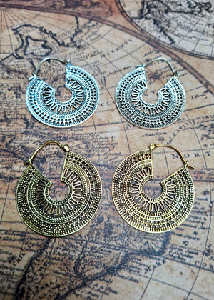 Orecchini “Maya Sun” – Cerchi tribali dallo spirito ancestrale - Gipsy Fashion Wear