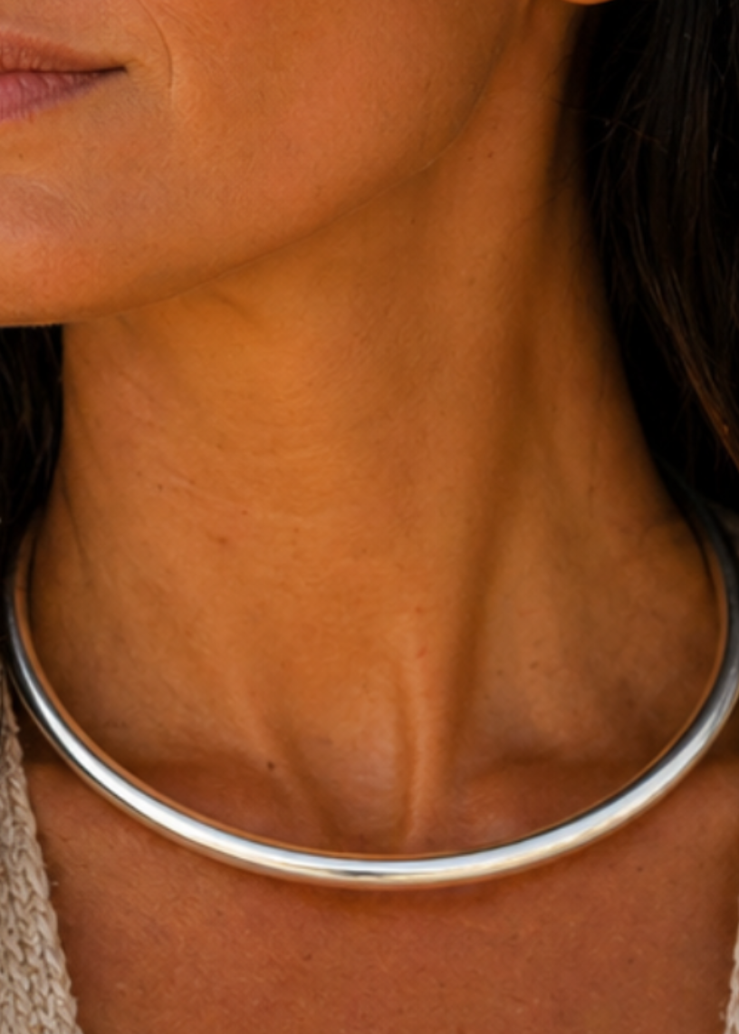 Simplicity - Collare Rigido Ottone o Placcato Argento Minimal Boho