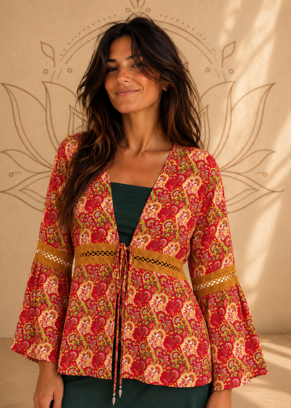 Coprispalle Energy Vibes Baba Design – Cotone Rayon, Passamaneria Traforata
