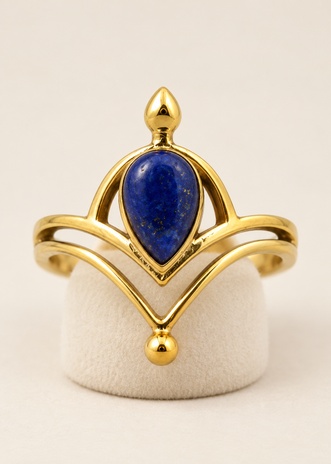 Anello Gipsy Drop in ottone con lapislazzuli a goccia