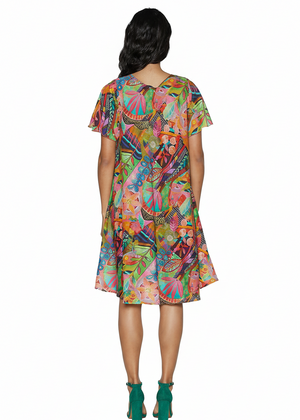 Flutter sleeve dress back