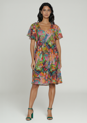 Flutter sleeve dress front