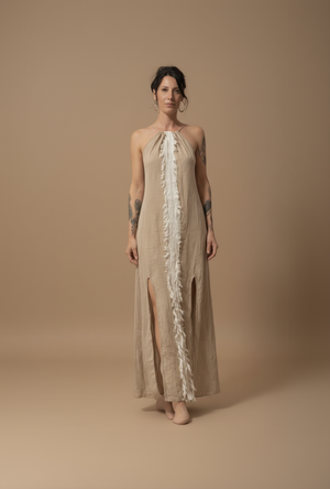 Goa Fringe Dress Natural - Verticale