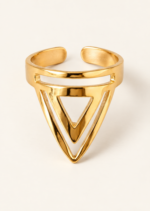 Anello Inner Triangle in ottone a doppio triangolo con fascia aperta regolabile