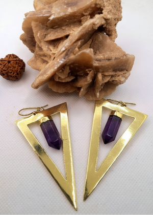 Orecchini triangolo ametista