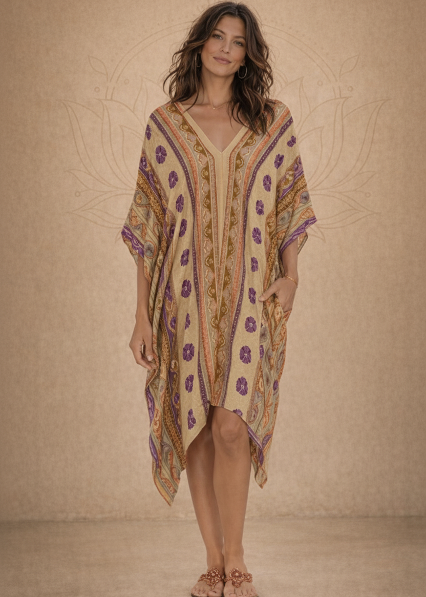 Caftano Longuette Guanabana Desert – Baba Design | Taglio Asimmetrico Boho