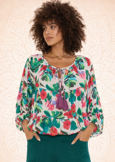 Maglia Surf Bloom – Top Ampio con Maniche a Sbuffo in Cotone | Baba Design