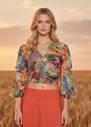 S26T304 Wrap Top Mango Oasis Baba Design - Gipsy Fashion Wear