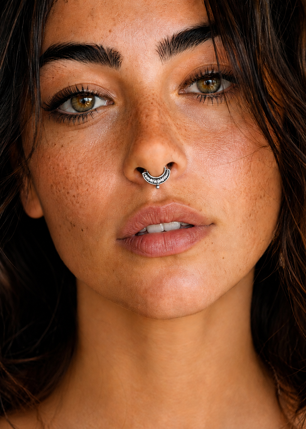 Septum Boho Tribale – Argento o Ottone, Con Foro o Fake