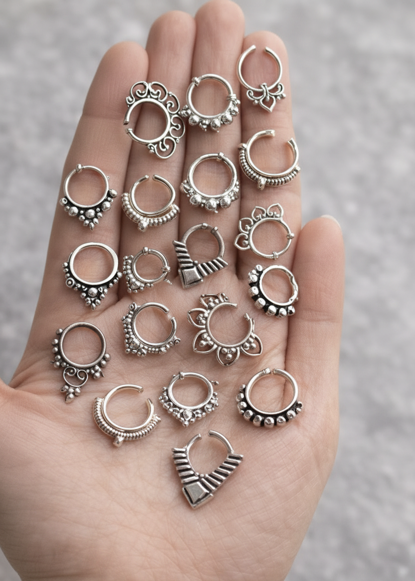 Tribal Boho Septum – Silver or Brass, Pierced or Fake | 3 Designs
