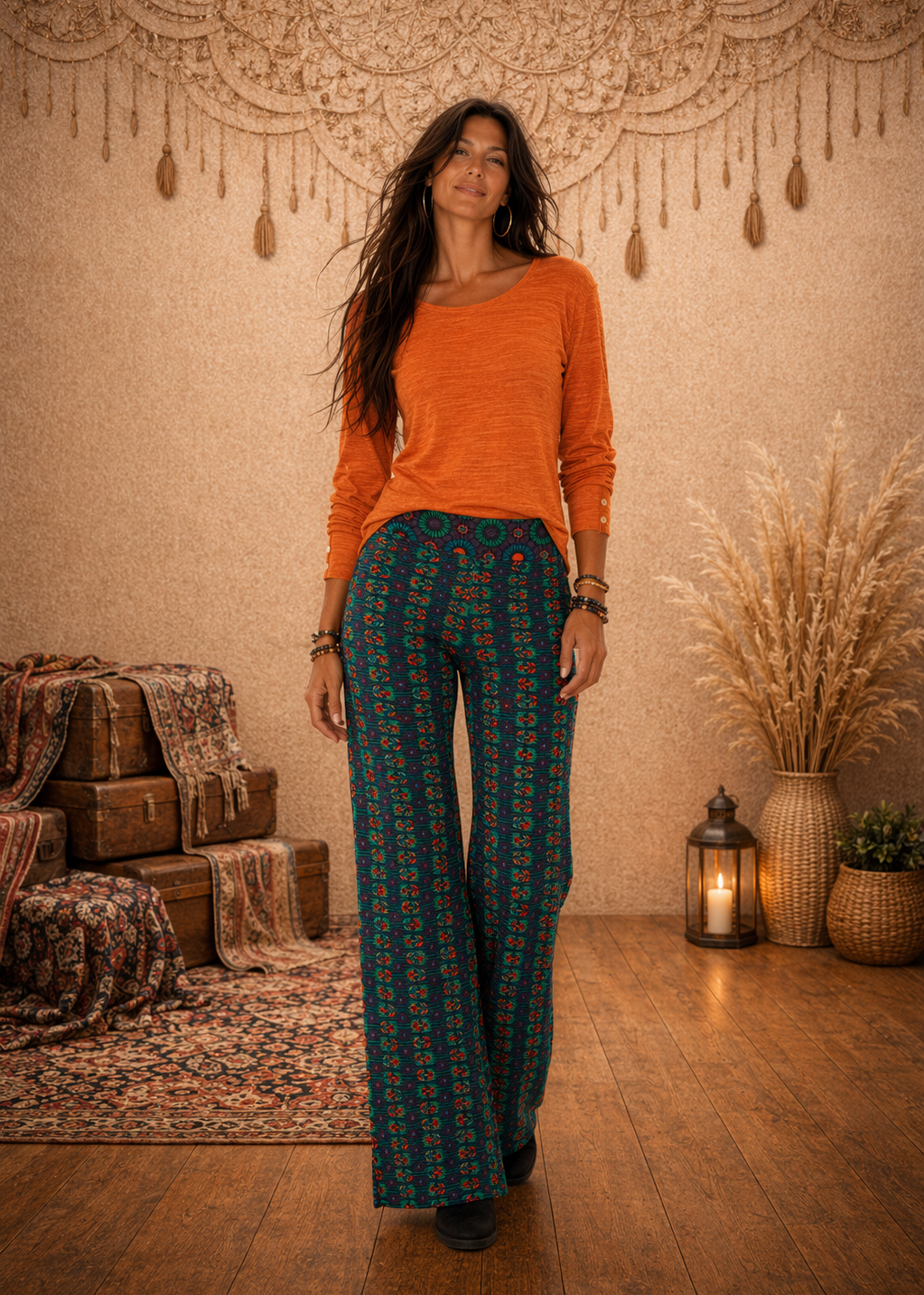 Pantaloni Graffiti Dream | Taglio Scampanato Pattern Geometrico Retrò – Baba Design