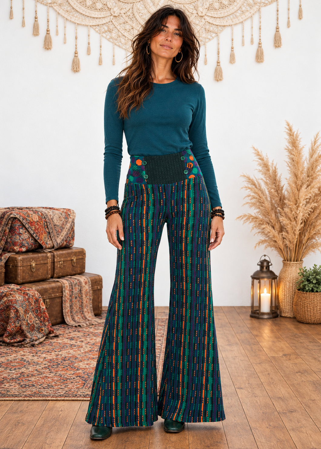 Pantaloni palazzo a righe Mural Visions - Baba Design