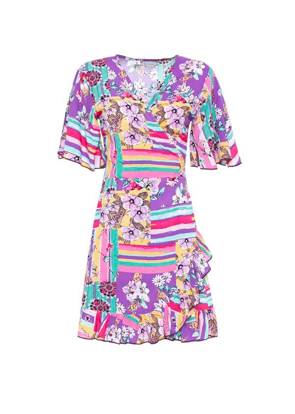 S22D72 - Vestito corto Wrap Peony Baba Design - Gipsy Fashion Wear