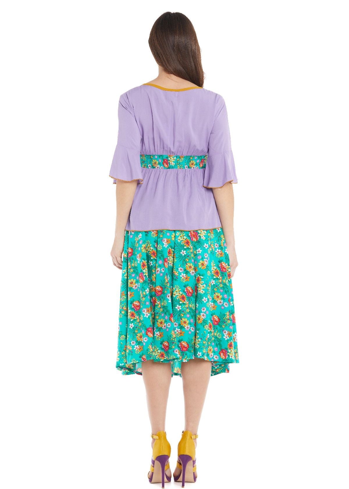 S23SK11- Falda con diseño de Baba de flores primaverales