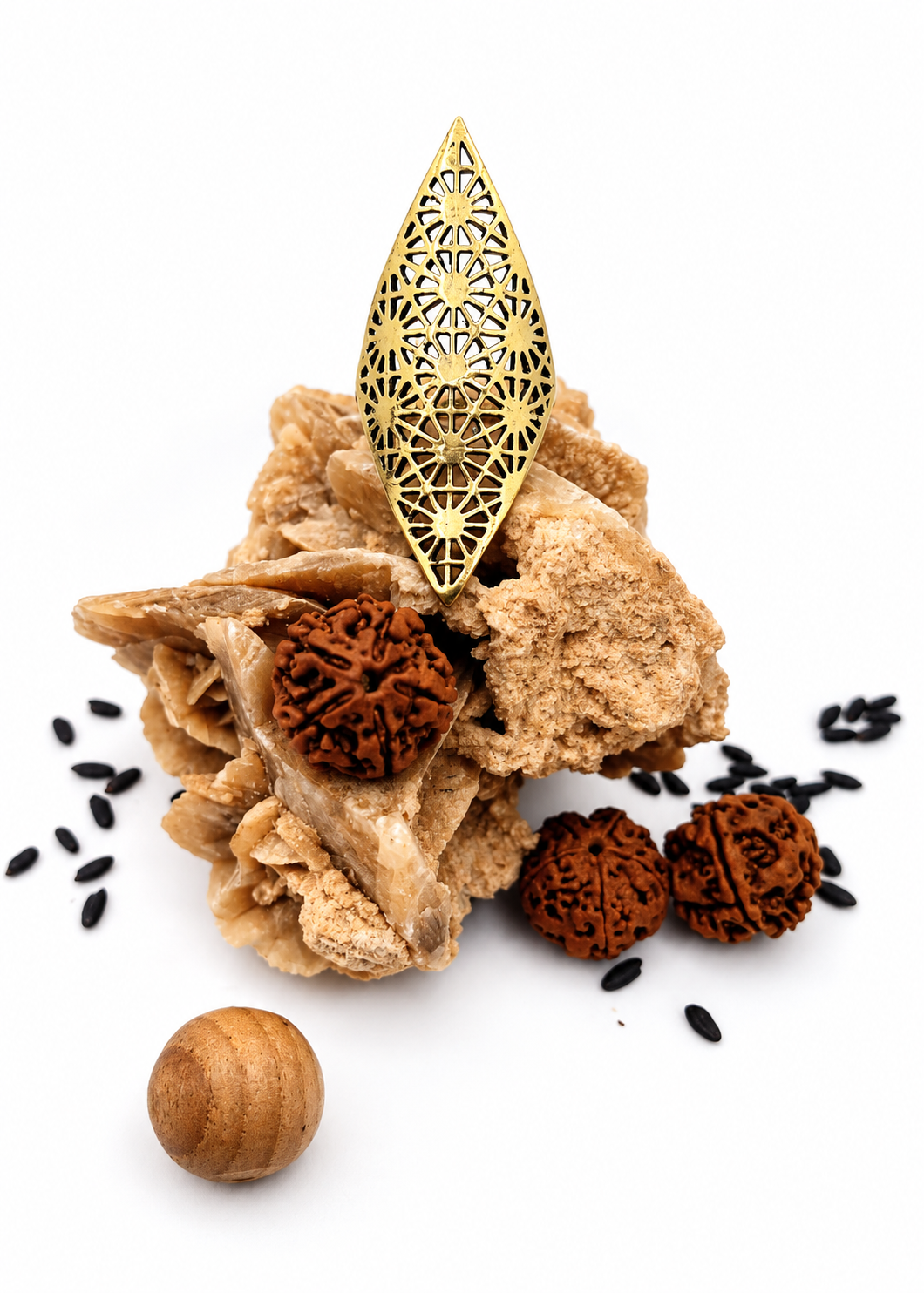 Sacred Geometry – Anello Ottone Lungo Regolabile | Geometria Sacra