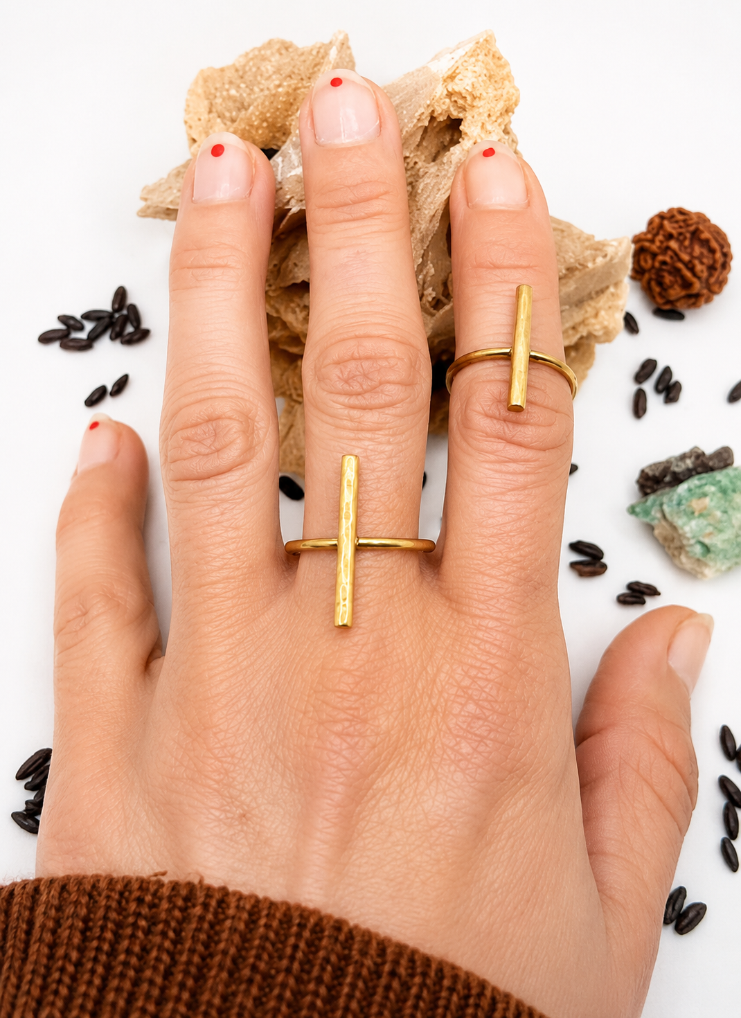 Linea - Anello Ottone Minimal Geometrico Boho