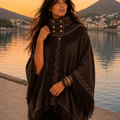 Poncho con Frange Artigianale | Ricami Tribali Boho | Gypsy Fringe Poncho