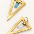 Crystal Triangle Earrings | Brass with Natural Stone