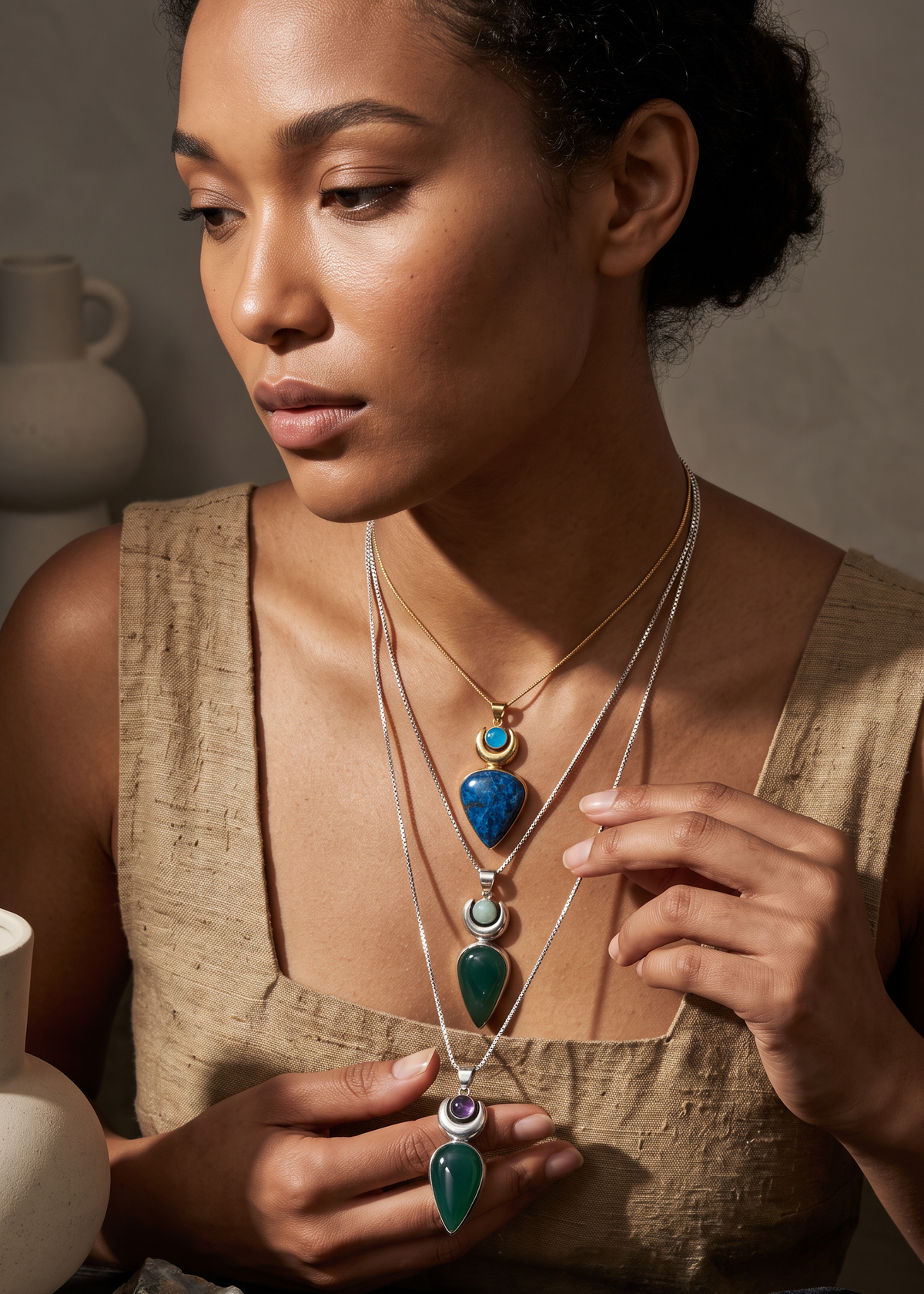 Ciondolo Moondrop con Pietre Naturali | Gioiello Artigianale Boho