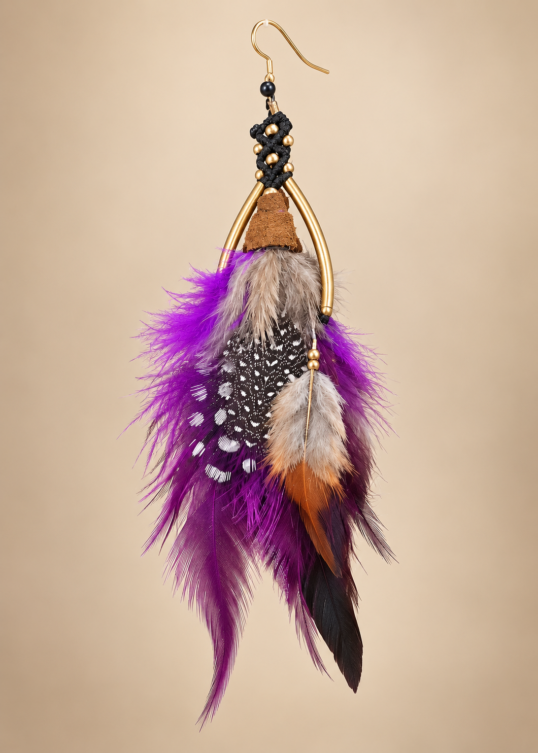 Orecchino Spirito Boho – Macramè & Piume Naturali | Fatto a Mano