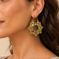 Fiore dei Chakra - Orecchini Ottone Mandala 7 Pietre Naturali Boho