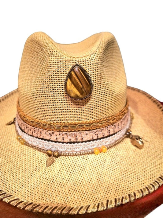 Straw panama hat"The eye of the tiger in the desert"