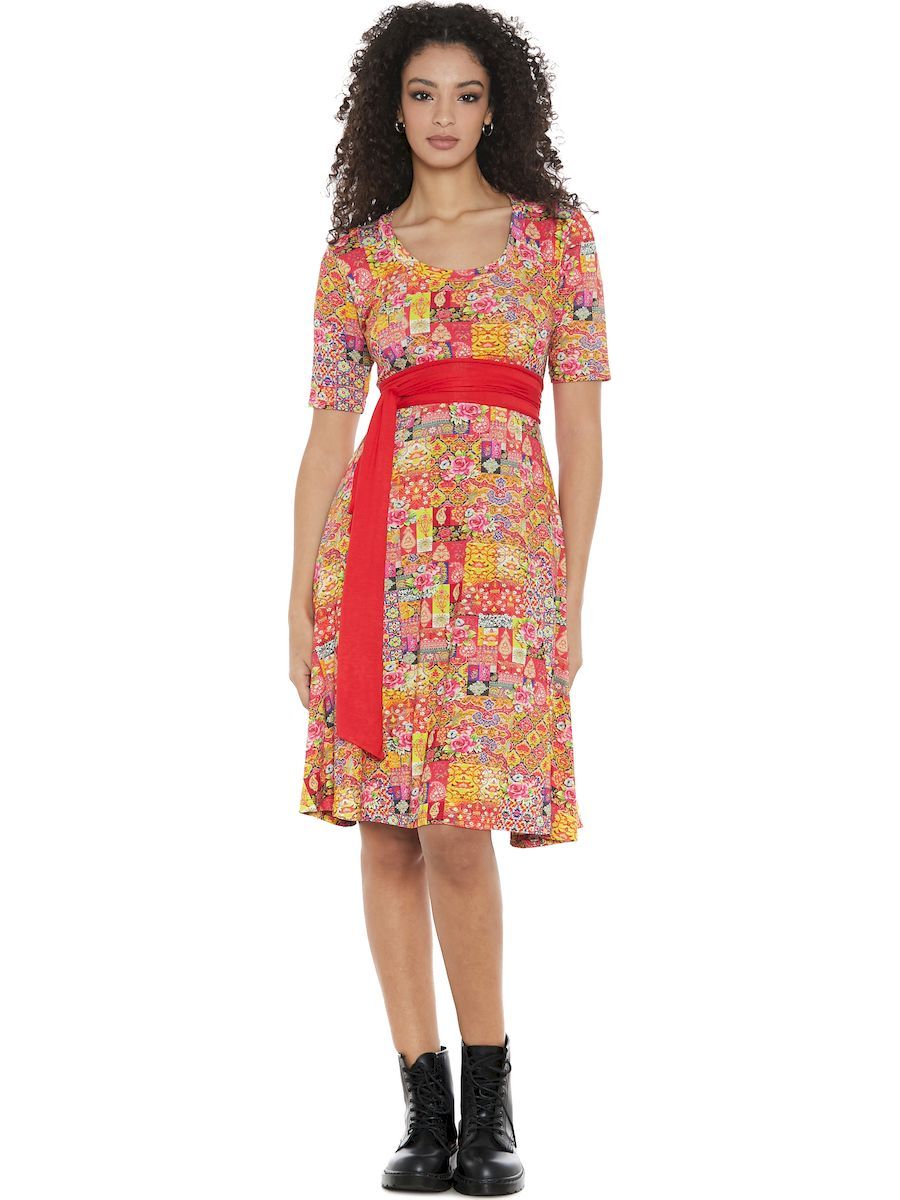 S24D07 - Camellia Sunrise Baba Design medium-length dress