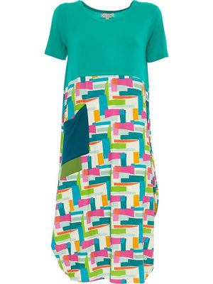 S24D13 - Vestito longuette Aralia Green Ocean Baba Design - Gipsy Fashion Wear 