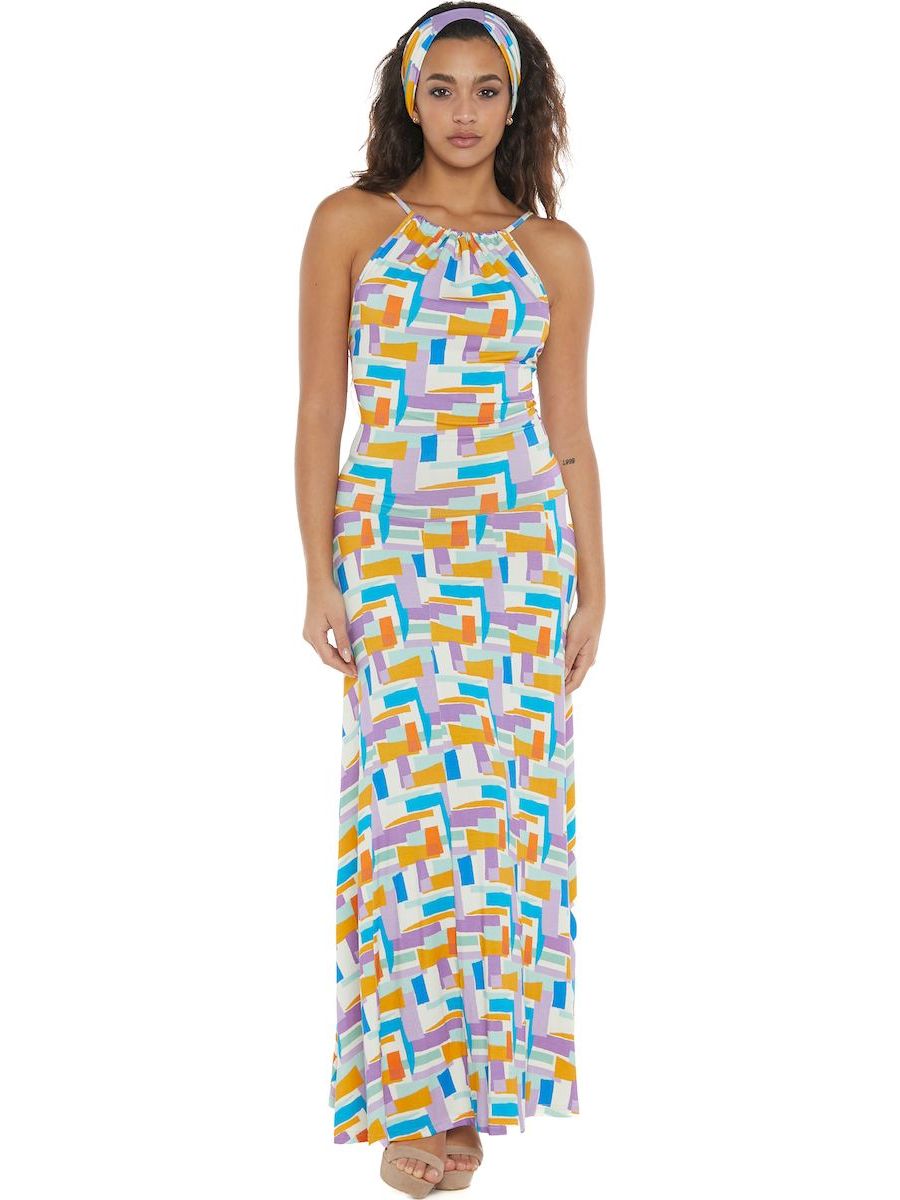 S24D28 - Vestito lungo Aralia Green Ocean Baba Design - Gipsy Fashion Wear 