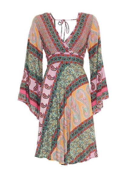 S24D304 - Musa Leaf Baba Design long sleeve dress